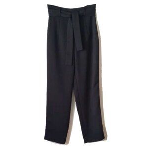 Kookai Belted High Waist Dress Ankle Pants 40 US 8 Black Fully Lined 28x27